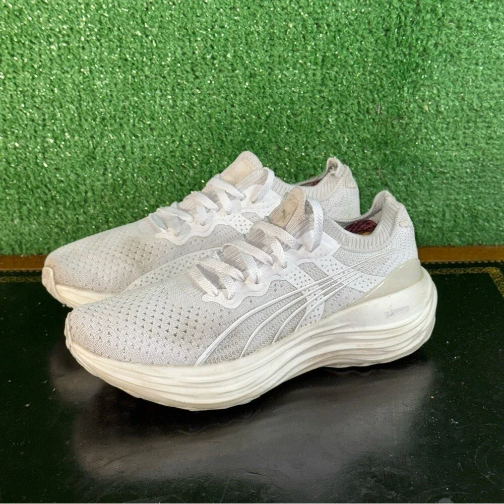 Puma ForeverRun NITRO Knit White Grey‎ 379140-01 Women’s Size 6